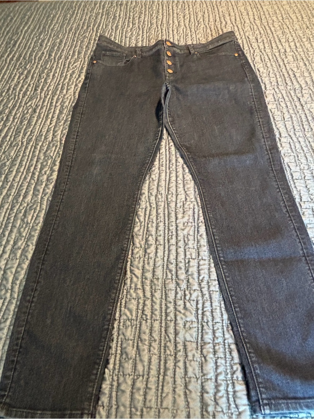 LOFT Slim Straight Jeans in Black with Button-Fly